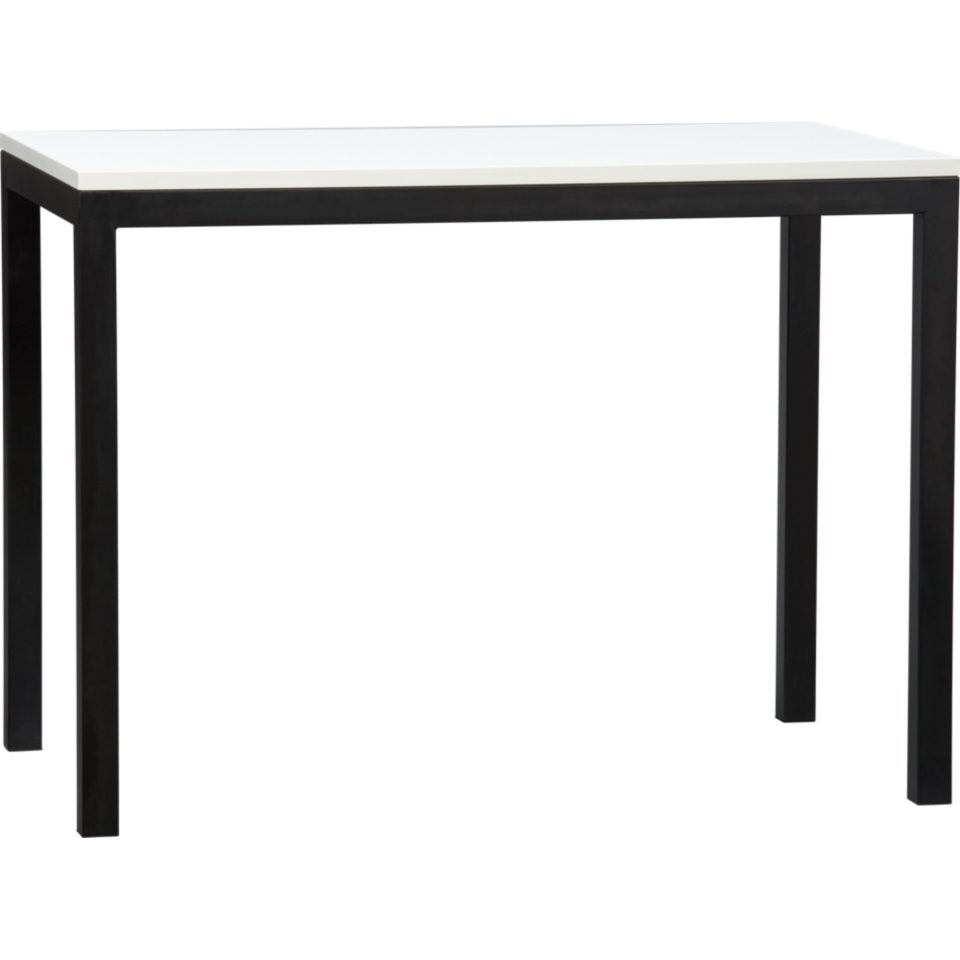 Parsons White Top High Dining Table with Natural Dark Steel Base 
