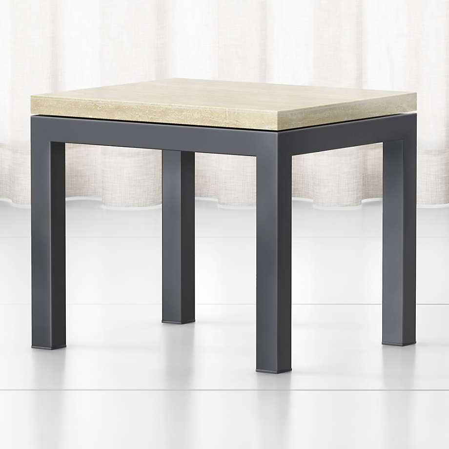 Parsons Travertine Top/ Dark Steel Base 20x24 End Table + Reviews