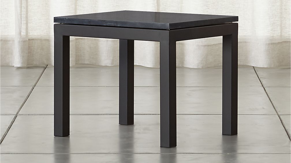 Parsons Black Marble Top Dark Steel Base 20x24 End Table Crate And   Parsons Side Table With Black Marble Top 