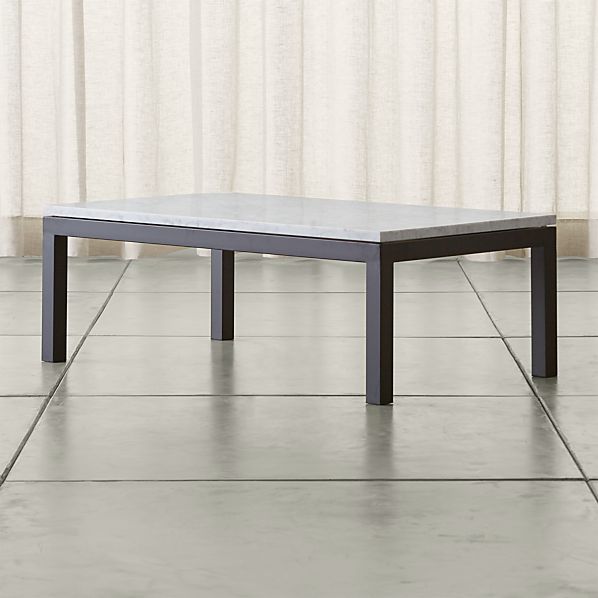Parsons White Marble Top Dark Steel Base 48x28 Small Rectangular Parsons White Marble Top Dark Steel