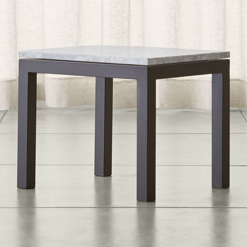 Parsons White Marble Top/ Dark Steel Base 20x24 End Table + Reviews