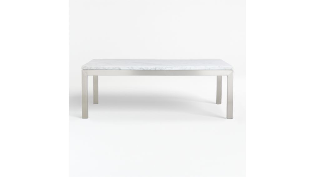 Parsons White Marble Top/ Stainless Steel Base 48x28 Small Rectangular