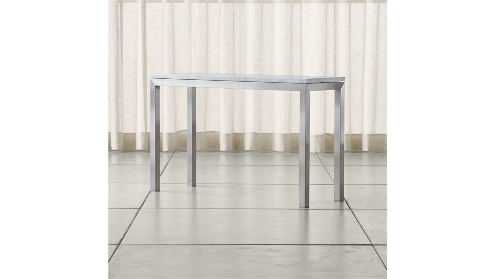 Parsons White Marble Top/ Stainless Steel Base 48x16 Console + Reviews