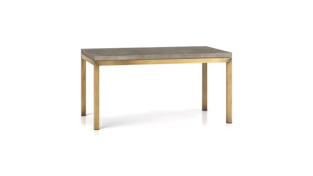 Parsons Concrete Top/ Brass Base 60x36 Dining Table Crate and Barrel