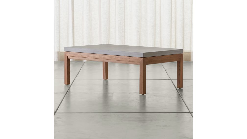 Parsons Concrete Top/ Elm Base 48x28 Small Rectangular Coffee Table