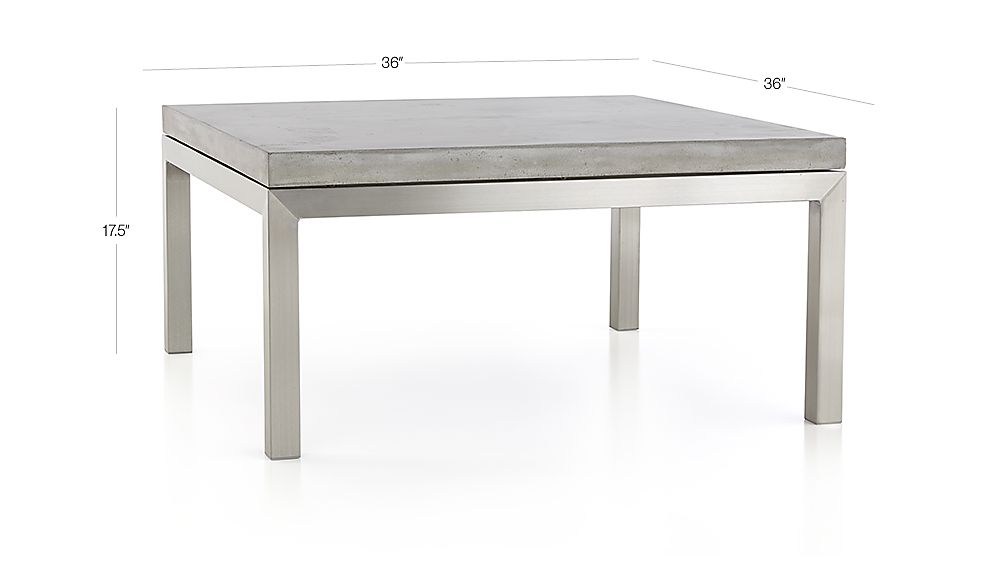 Parsons Concrete Top/ Stainless Steel Base 36x36 Square Coffee Table ...