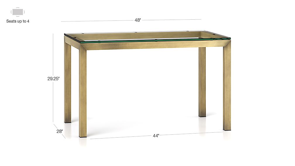 Parsons Clear Glass Top Brass Base Dining Tables Crate And Barrel Tap To Zoom Image With Dimension For Parsons Clear Glass Top Brass Base 48x28 Dining Table