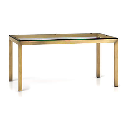 Parsons Clear Glass Top Brass Base 60x36 Dining Table Reviews Crate And Barrel Canada