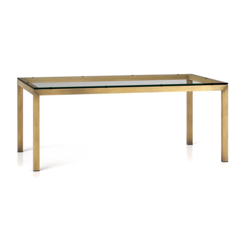 Parsons Clear Glass Top Brass Base 72x42 Dining Table Reviews