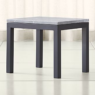 parsons grey marble top dark steel base 20x24 end table