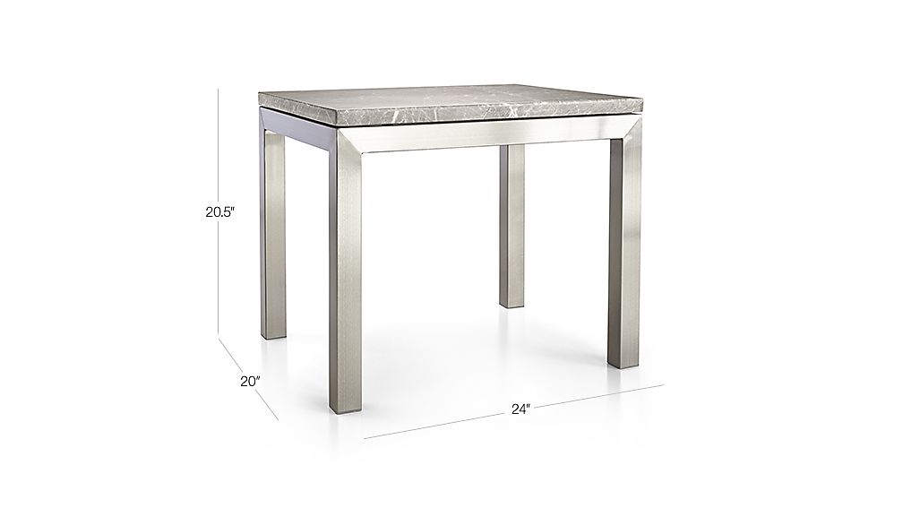 Parsons Grey Marble Top/ Stainless Steel Base 20x24 End Table in End