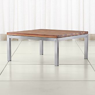 Parsons Reclaimed Wood Top/ Stainless Steel Base 36x36 Square Coffee Table