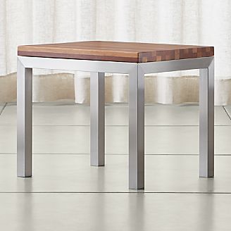 Parsons Reclaimed Wood Top/ Stainless Steel Base 20x24 End Table