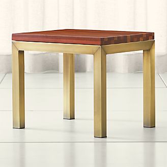 Parsons Reclaimed Wood Top/ Brass Base 20x24 End Table