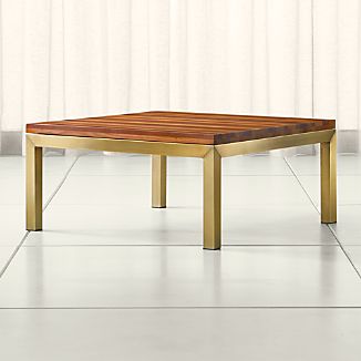 Parsons Reclaimed Wood Top/ Brass Base 36x36 Square Coffee Table
