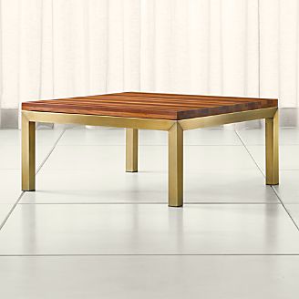 Parsons Reclaimed Wood Top/ Brass Base 36x36 Square Coffee Table