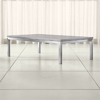 Parsons Grey Solid Surface Top/ Stainless Steel Base 60x36 Large Rectangular Coffee Table