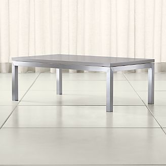 Parsons Grey Solid Surface Top/ Stainless Steel Base 48x28 Small Rectangular Coffee Table