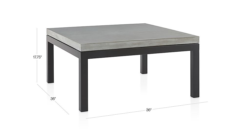 Parsons Concrete Top Dark Steel Base 36x36 Square Coffee Table Tap To Zoom Image With Dimension For Parsons Concrete Top Dark Steel Base 36x36 Square Coffee Table