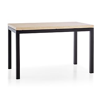 Narrow Dining Tables Crate And Barrel Parsons Travertine Top Dark Steel Base 48x28 Dining Table