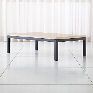 Coffee Tables Crate And Barrel Parsons Travertine Top Dark Steel Base 60x36 Large Rectangular Coffee Table