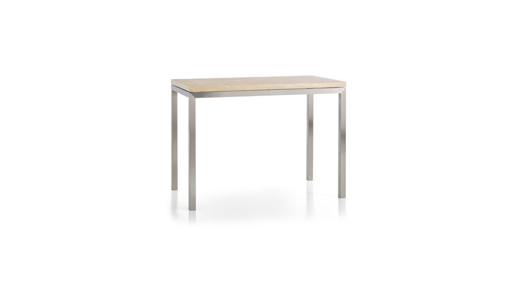 Parsons Travertine Top/ Stainless Steel Base 48x28 High Dining Table