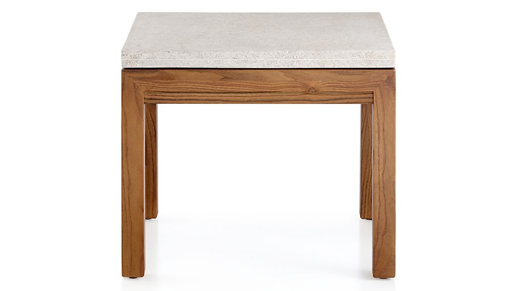 Parsons Travertine Top/ Elm Base 20x24 End Table Crate and Barrel