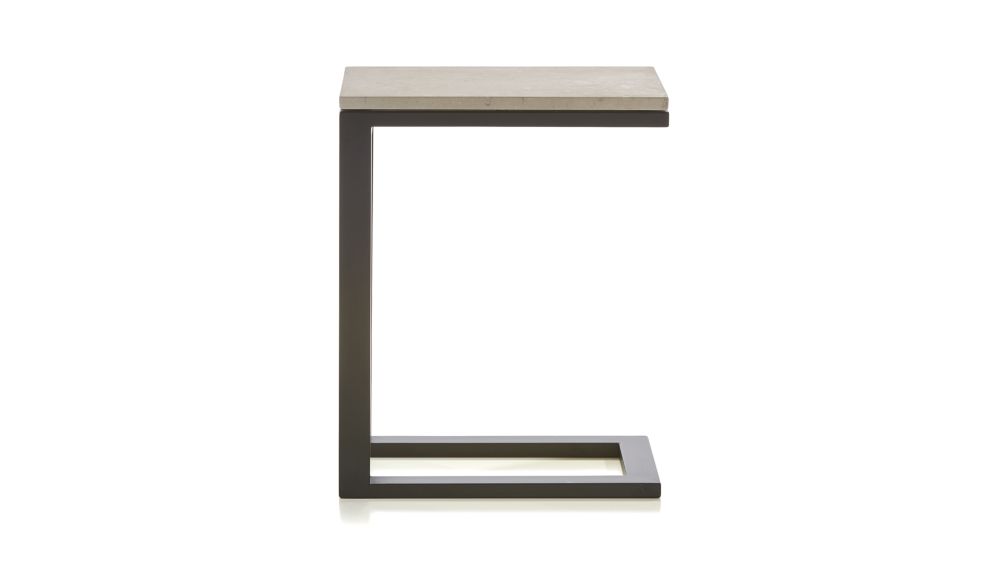 Parsons Travertine Top/ Dark Steel Base 20x12 C Table in End Tables