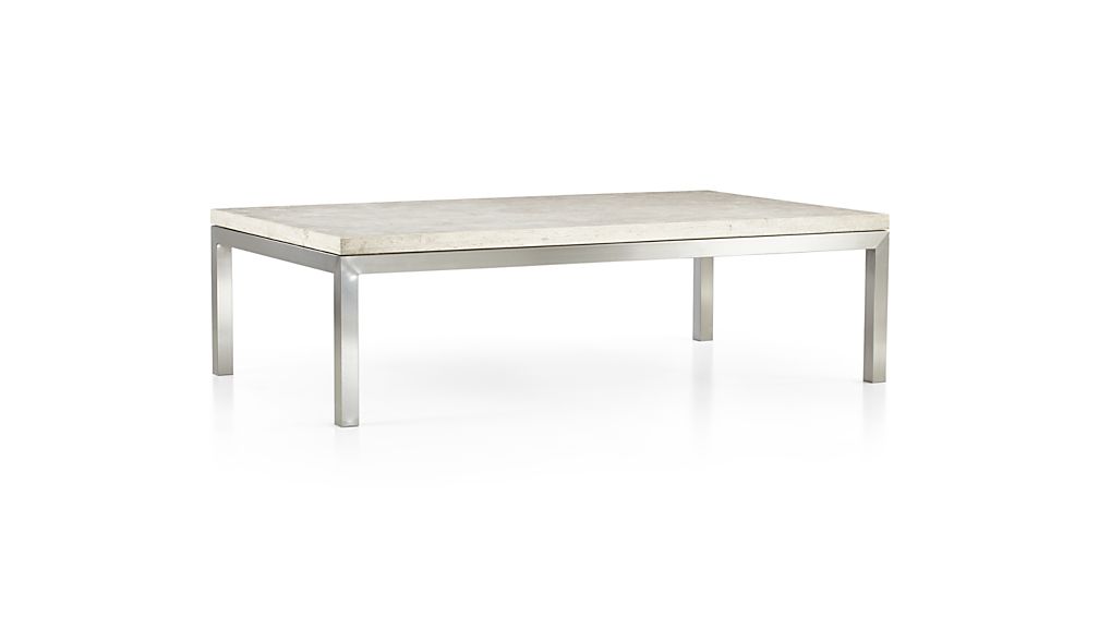 Parsons Travertine Top/ Stainless Steel Base 60x36 Large Rectangular