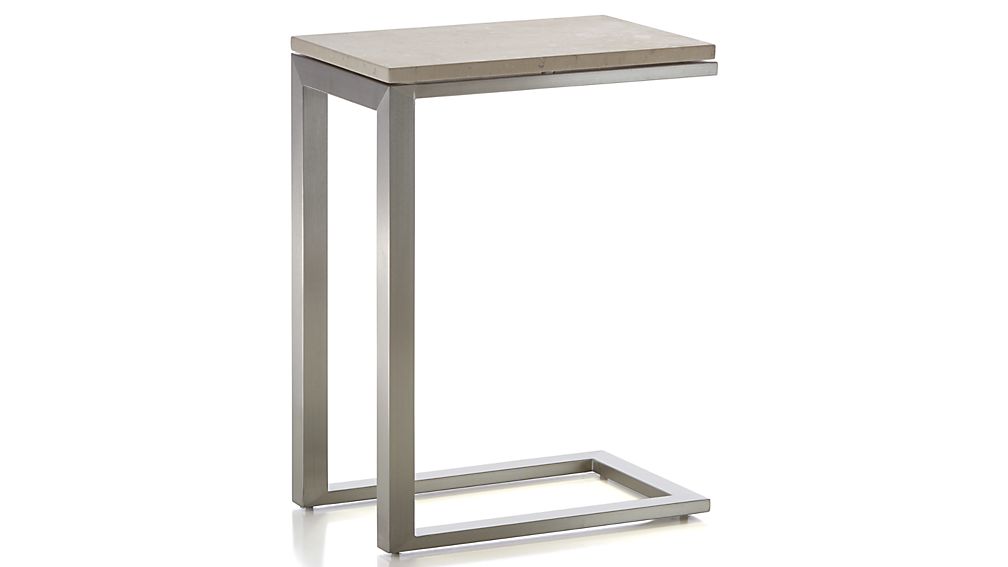 Parsons Travertine Top/ Stainless Steel Base 20x12 C Table Crate and