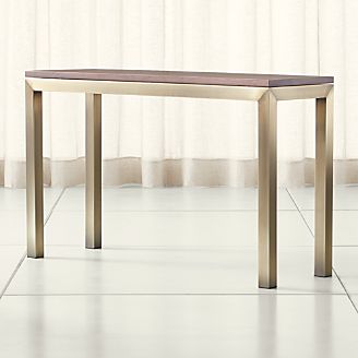 Sofa And Console Tables Crate Barrel Parsons Walnut Top Br Base 48x16 Console