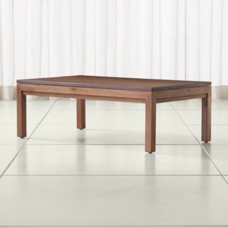 Parsons Walnut Top Elm Base 48x28 Small Rectangular Coffee Table