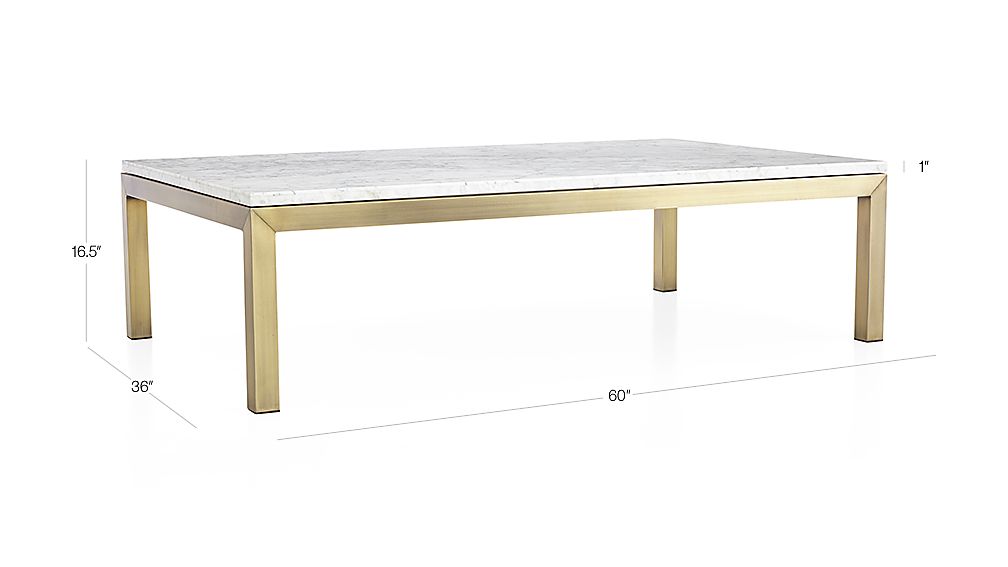 Parsons White Marble Top Brass Base 60x36 Large Rectangular Coffee Tap To Zoom Image With Dimension For Parsons White Marble Top Brass Base 60x36 Large Rectangular Coffee Table