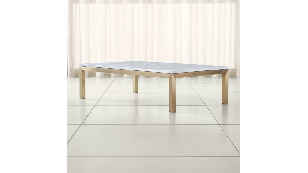 Parsons White Marble Top/ Brass Base 60x36 Large ...