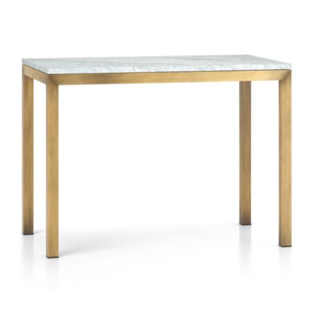 Parsons White Marble Top Brass Base 48x28 High Dining Table