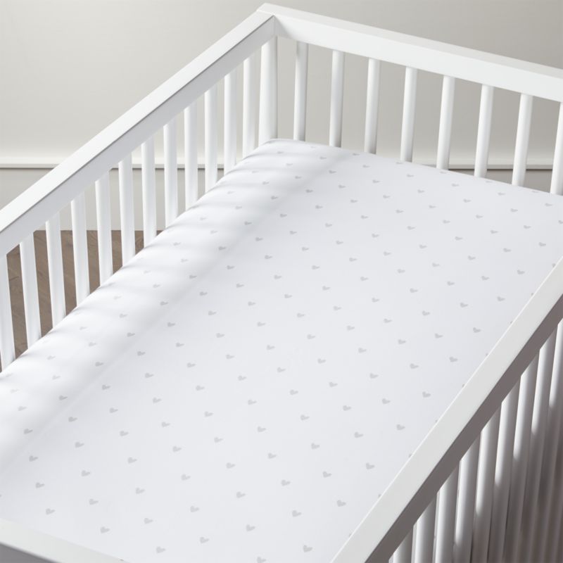 Organic Pattern Play Grey Heart Crib Fitted Sheet Crate And Barrel