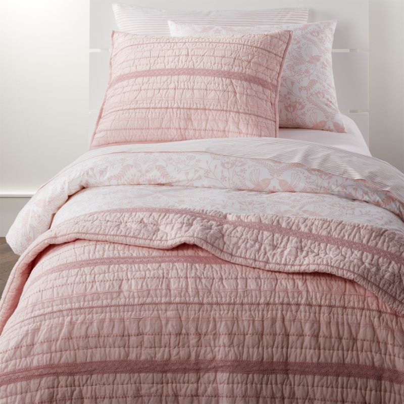 Organic Pattern Play Pink Floral Twin Duvet Cover Crate And Barrel