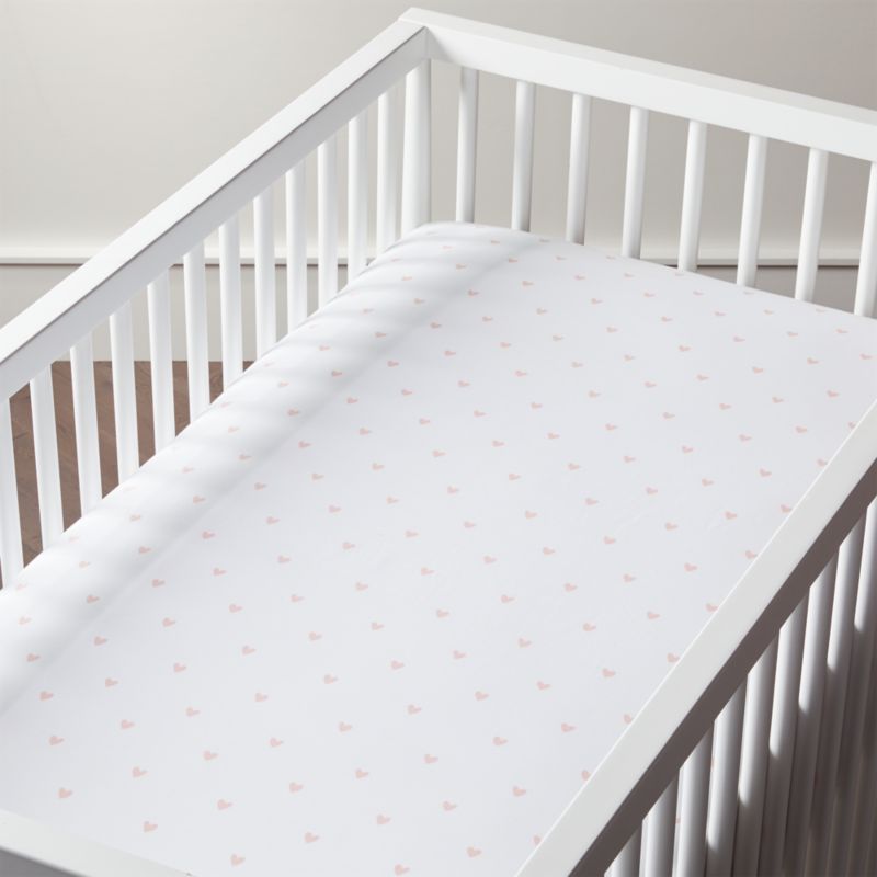 Organic Pattern Play Pink Heart Crib Fitted Sheet Crate And Barrel