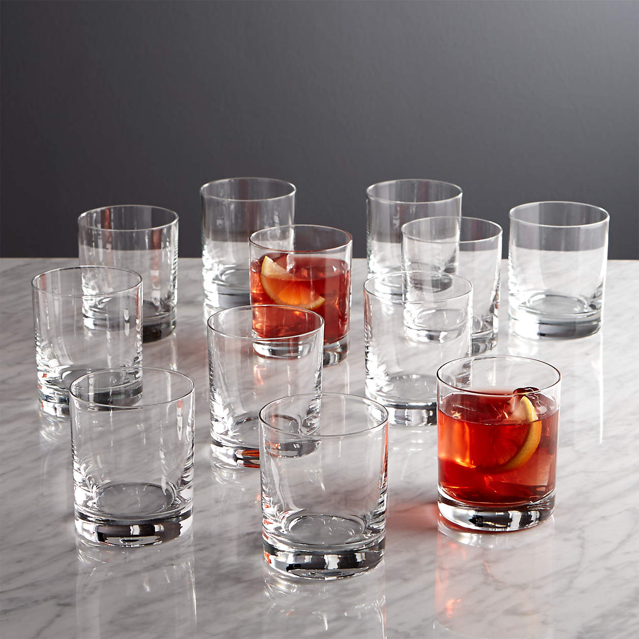 Peak Double Old-Fashioned Glasses,Set of 12 + Reviews | Crate and Barrel