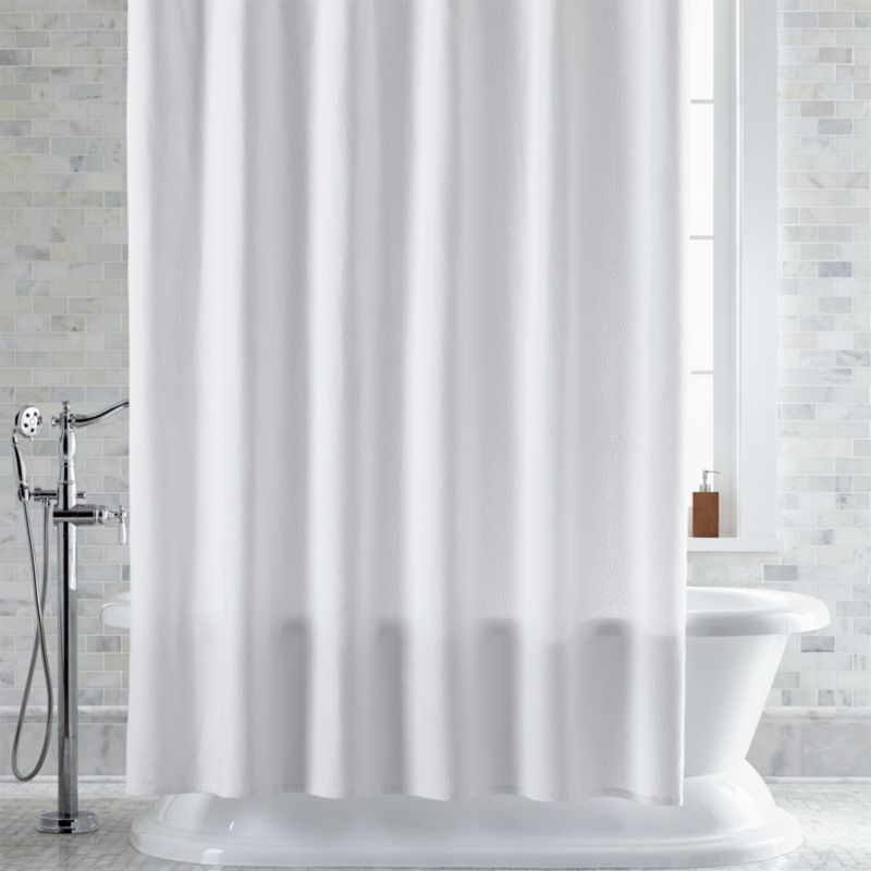 white shower curtain