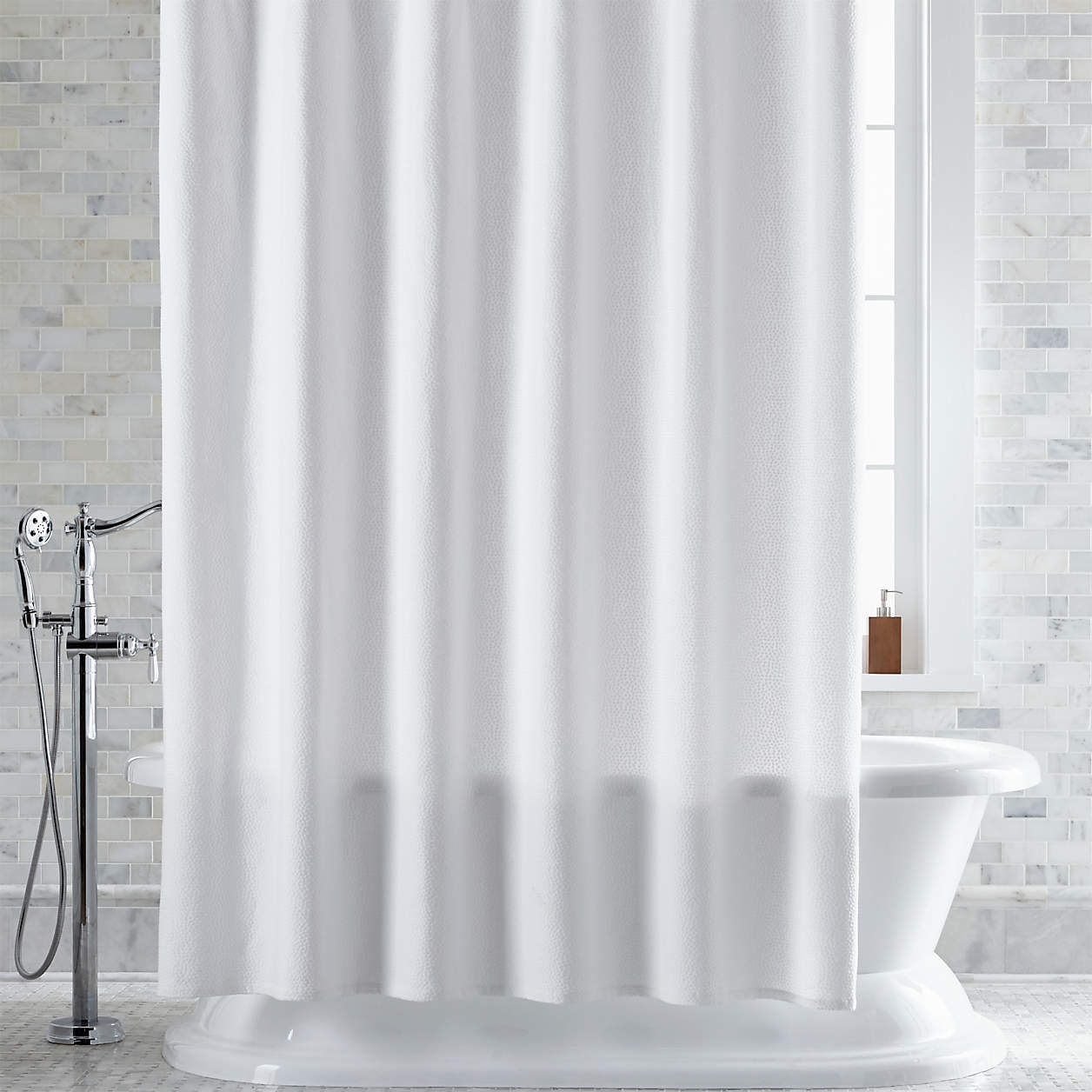 Pebble Matelassé White Shower Curtain Crate and Barrel