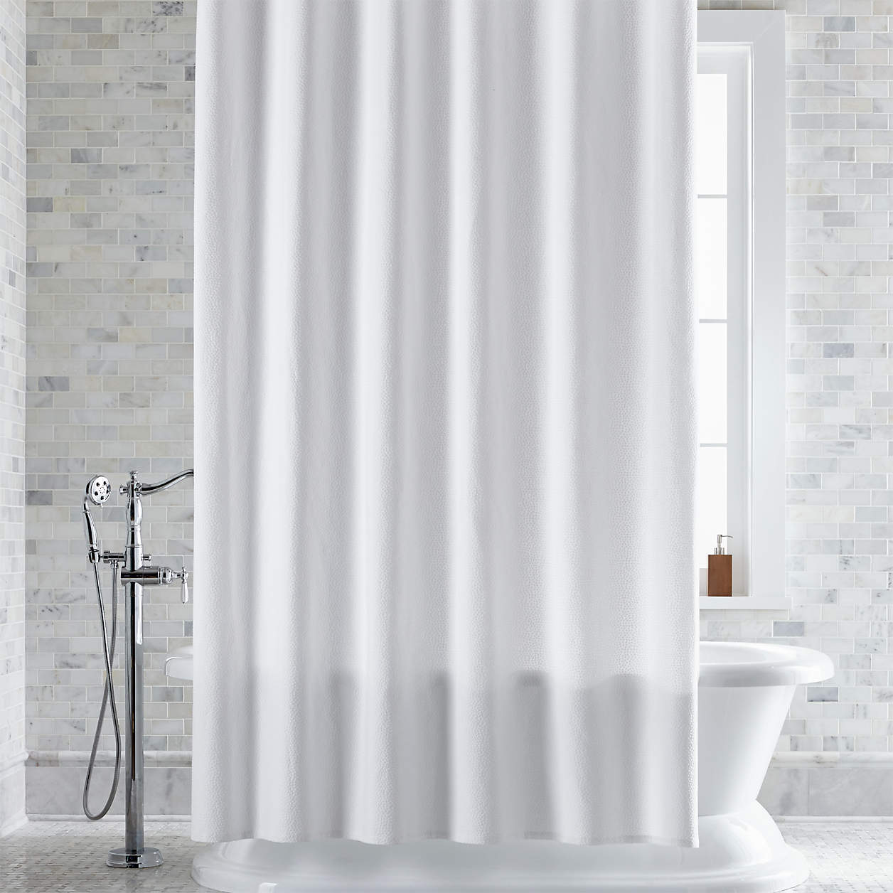Pebble Matelassé White ExtraLong Shower Curtain + Reviews Crate and
