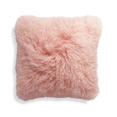 Pelliccia Blush Pink Mongolian Sheepskin Pillow Cover 16 Crate