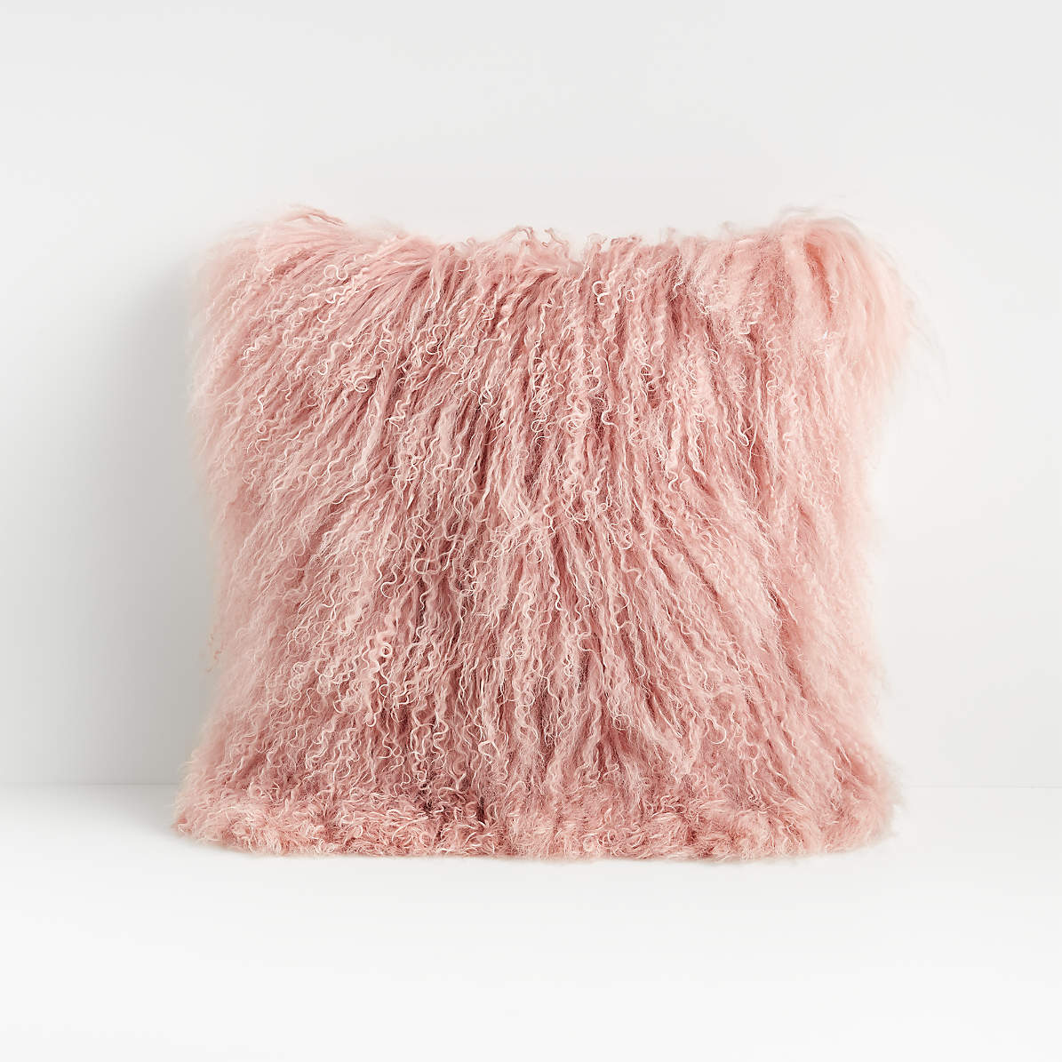 blush pink mongolian fur cushion