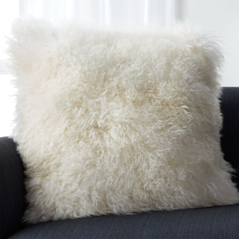 White Mongolian Fur Pillow Crate and Barrel