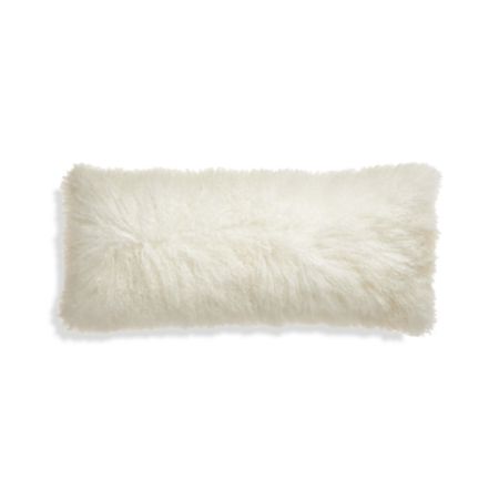 Pelliccia Ivory Mongolian Sheepskin Lumbar Pillow Cover 36 X16
