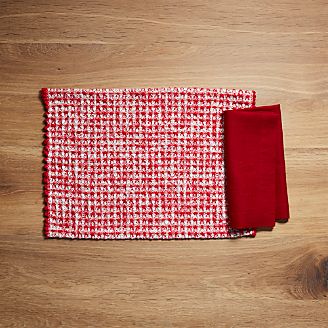 Peppermint Placemat and Helena Red Linen Napkin