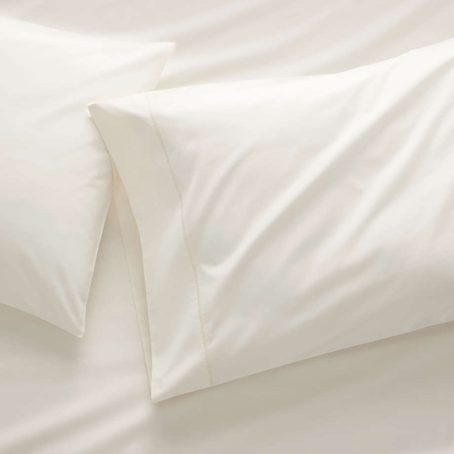 400 Thread Count Percale Ecru Pillow Cases King, Set of 2 + Reviews Crate and Barrel