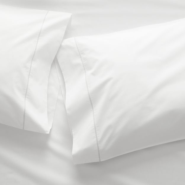 White Percale Pillow Cases King, Set of 2 + Reviews Crate and Barrel
