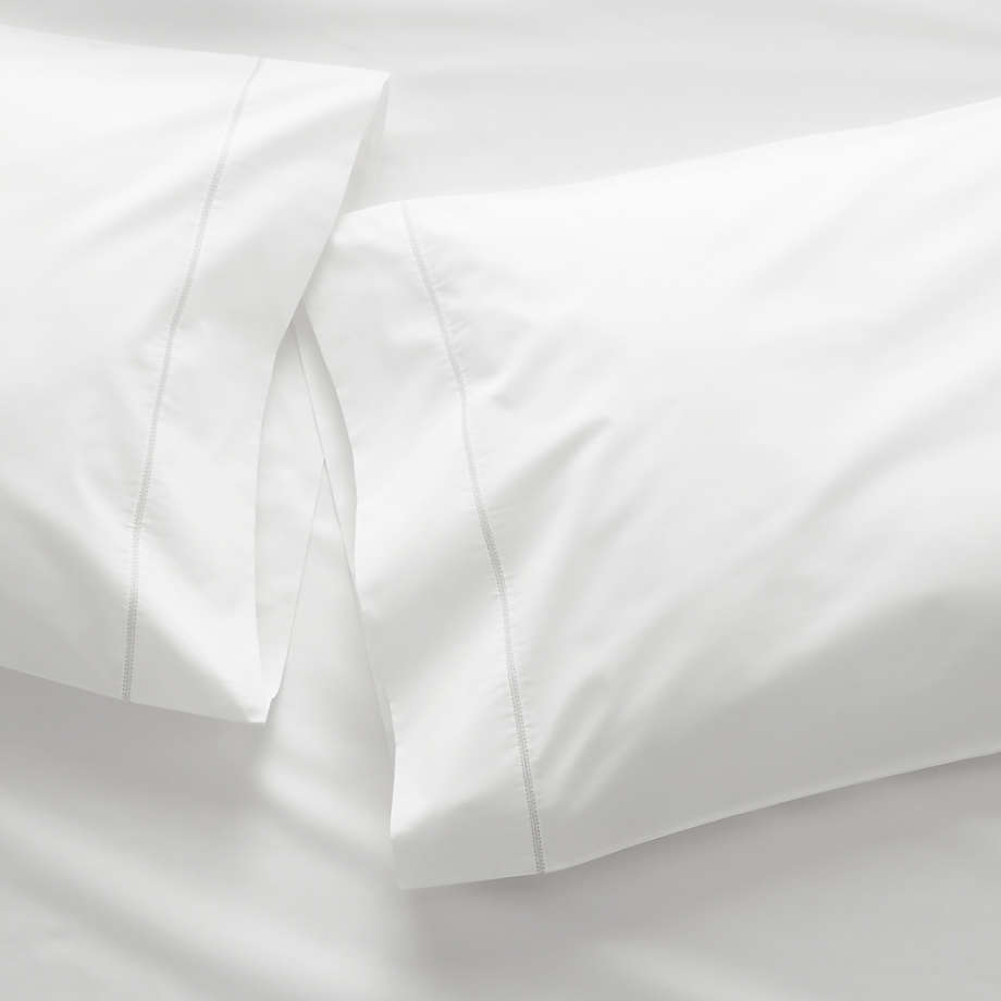 400 Thread Count Percale White Pillow Cases Standard, Set of 2